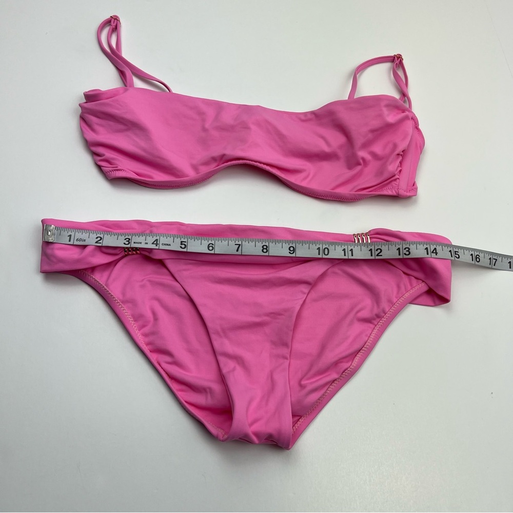 Melissa Odabash Pink Two‎ Piece Bikini Gold Accent Womens Size 8 Summer Vacation - Picture 7 of 13